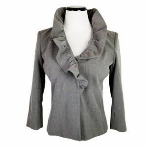 New York & Company Gray Ruffle Blazer